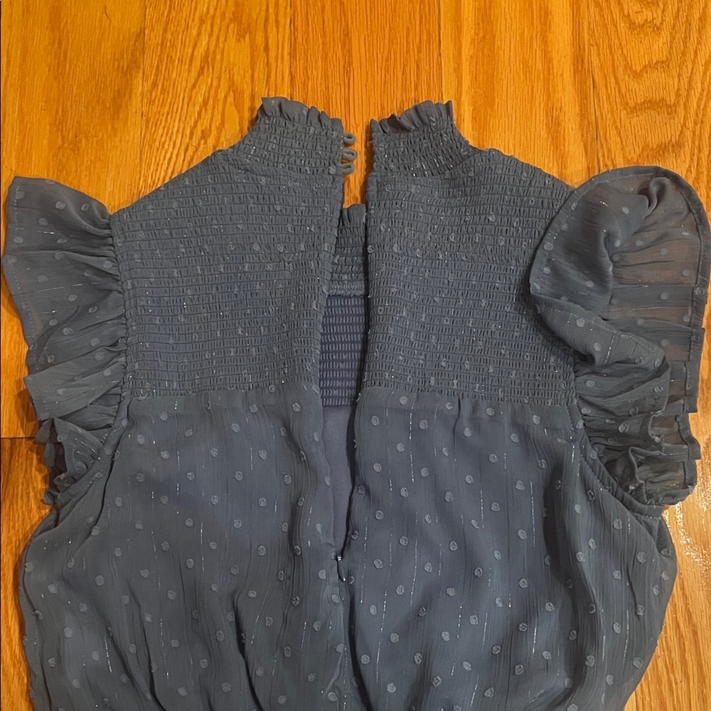 Aqua ruffle short sleeve Blue mini Dress - Picture 5 of 5